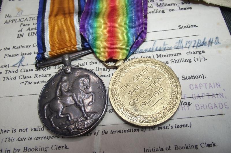 WW1 Manchester Regiment Medal Pair. — image 3