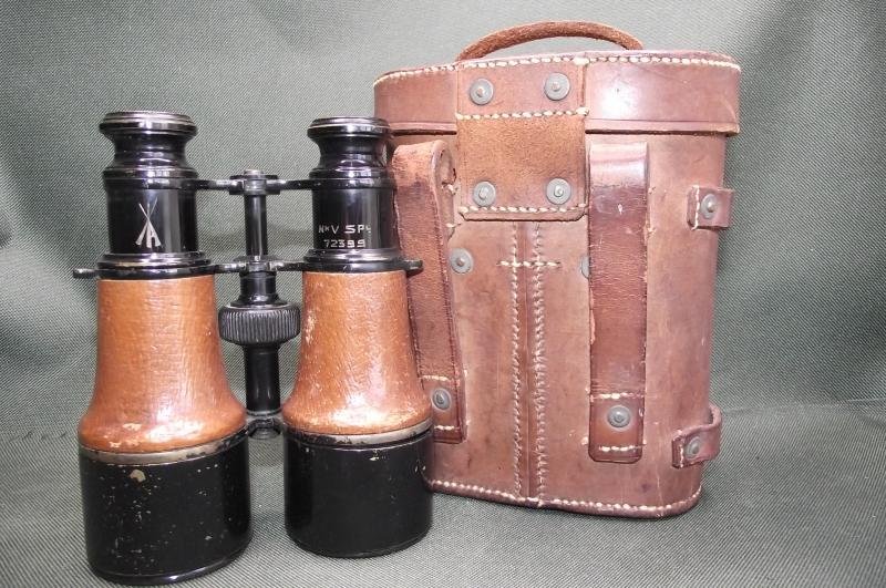 Matching British WW1 Binoculars and 1917 Dated Leather Case. — image 2