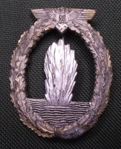 WW2 German Minesweeper War Badge. Unknown Maker.