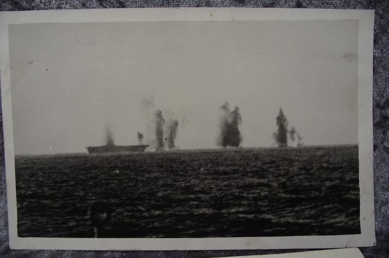 WW2 British Post Card. H.M.S. Ark Royal Under Attack. — image 2