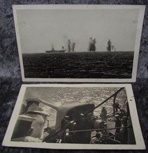 WW2 British Post Card. H.M.S. Ark Royal Under Attack.