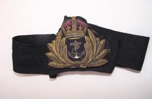 Royal Navy Economy Officers Cap Badge and Band.