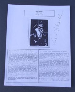 Luftwaffe Knights Cross Autograph. Karl Bleckl.