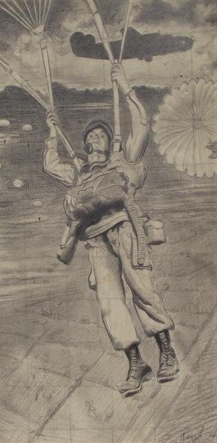 WW2 Art Work, American Paratrooper Combat Jump. — image 10