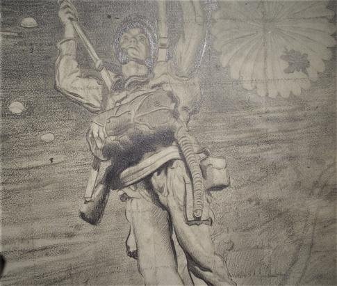 WW2 Art Work, American Paratrooper Combat Jump. — image 9