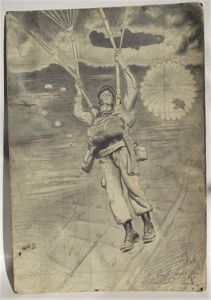 WW2 Art Work, American Paratrooper Combat Jump.
