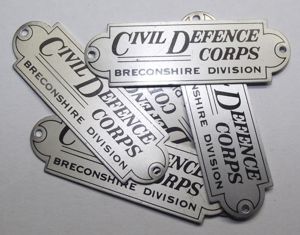 Breconshire Division Civil Defence Corps Metal Tags.