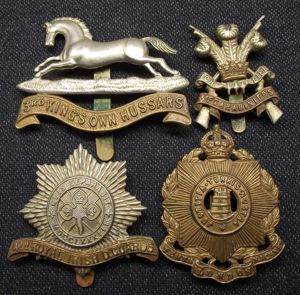 4 X British Regimental Cap Badges.
