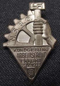 NSBO Event Badge/Tinnie. Erfurt, 1933.