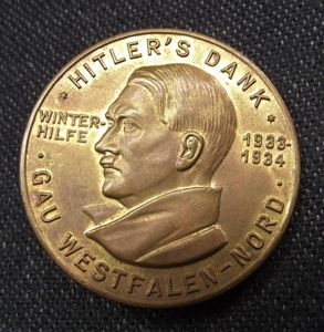 Hitler's Dank Event Badge/Tinnie. Gau Westfalen-Nord, 1933/34.