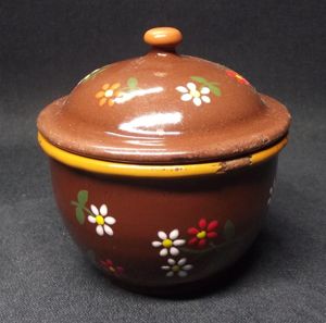 Enamel Sugar Bowl. Post War ''Kriegsschrott'', 1945-49.