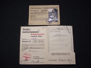 WW2 German Reichs-Kulturkammer ID Booklet.