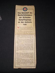 WW2 Allied Propaganda Drop Leaflet.