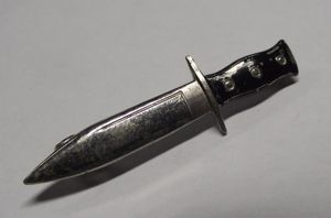 Miniature Italian Fighting Knife Pinback Badge.