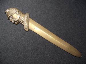 Vintage Polish Marshal Jozefa Pilsudski Bronze Letter Opener.