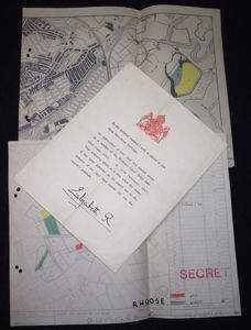 Women's Land Army Certificate and ''Secret'' Marked Crop Maps, Cardiff.