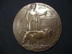 WW1 British Death Plaque. LESLIE FRANK BROMWICH. Royal Warwickshire Regiment.