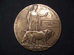 WW1 British Death Plaque. GEORGE FELIX KIRBY. Royal Warwickshire Regiment.