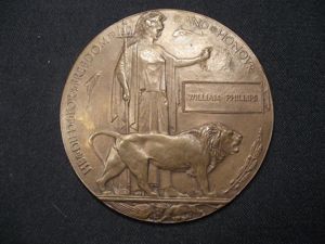 WW1 British Death Plaque. WILLIAM PHILLIPS.