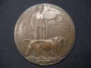 WW1 British Death Plaque. JOHN THOMAS TAYLOR.