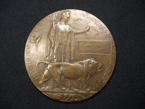 WW1 British Death Plaque. WILLIAM WELLINGS.