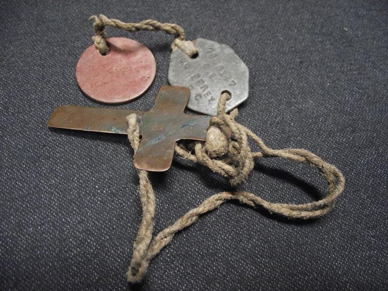 WW2 British Dog Tags and Crucifix. — image 2