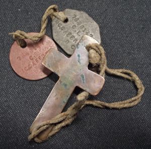 WW2 British Dog Tags and Crucifix.