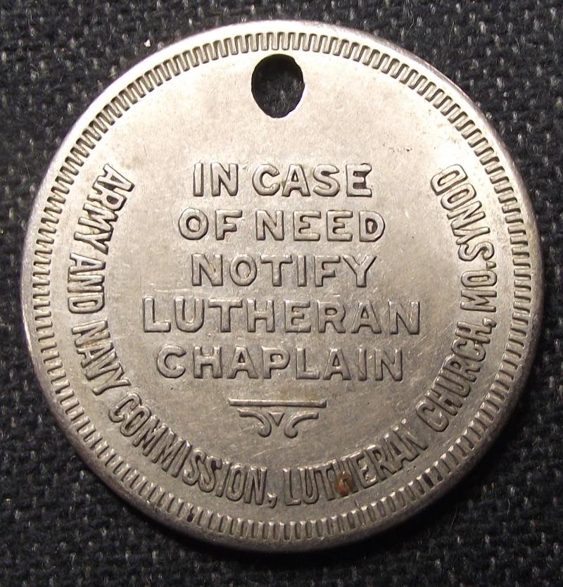 U.S. Army and Navy Commission Lutheran Church Dog Tag — image 3