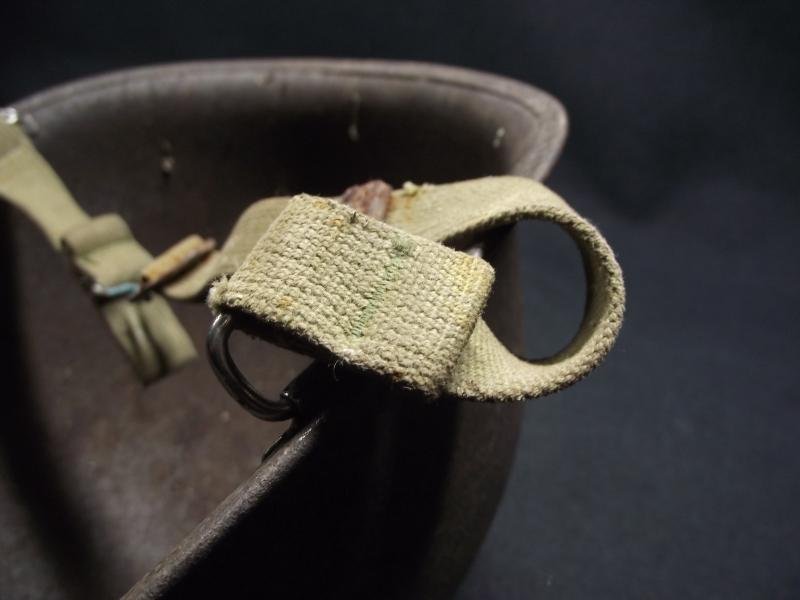 WW2 U.S. Army M1 Front Seam Swivel Bail Combat Helmet Shell. — image 10