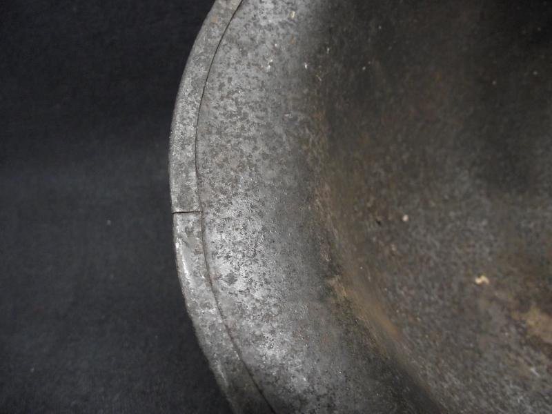 WW2 U.S. Army M1 Front Seam Swivel Bail Combat Helmet Shell. — image 8