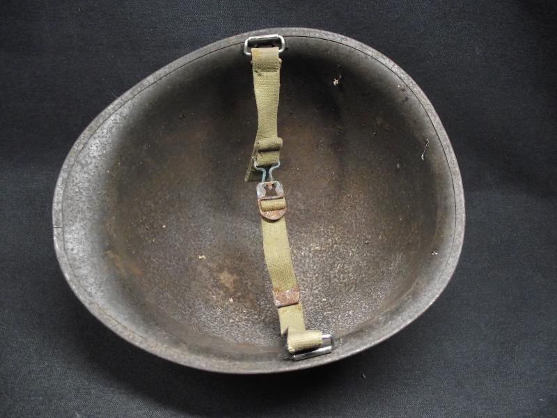 WW2 U.S. Army M1 Front Seam Swivel Bail Combat Helmet Shell. — image 9