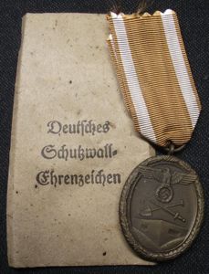 WW2 German West Wall Medal in Issue Envelope. Carl Poellath.