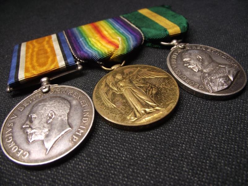 WW1 Welsh Regiment Medal Pair and Territorial Force Efficiency Medal, SGT, 7th Welsh(Cyclist), 17th and 9th Welsh. — image 2