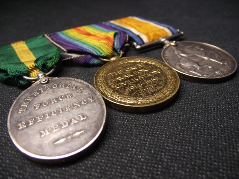 WW1 Welsh Regiment Medal Pair and Territorial Force Efficiency Medal, SGT, 7th Welsh(Cyclist), 17th and 9th Welsh. — image 4
