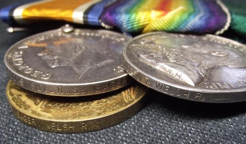 WW1 Welsh Regiment Medal Pair and Territorial Force Efficiency Medal, SGT, 7th Welsh(Cyclist), 17th and 9th Welsh. — image 6