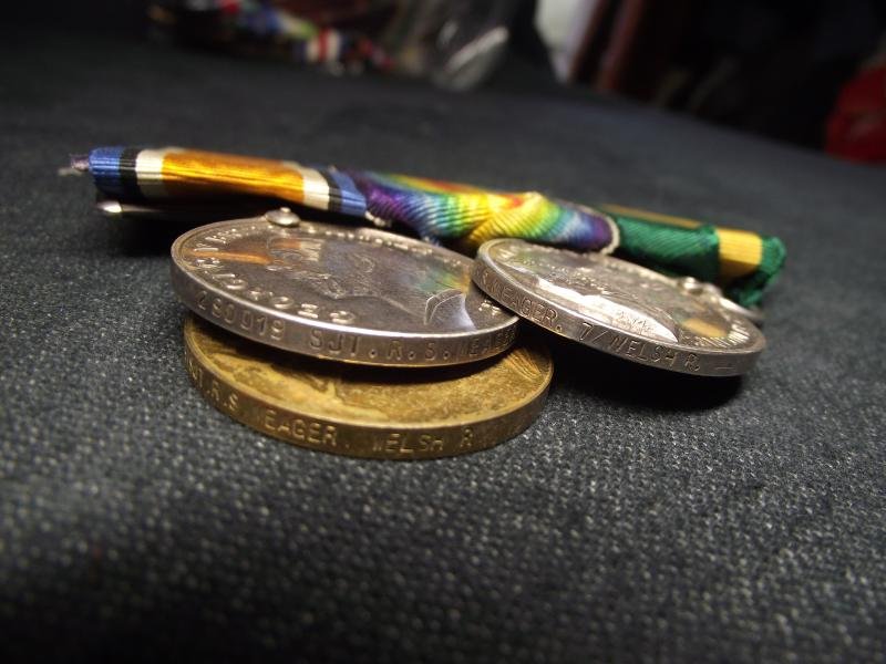 WW1 Welsh Regiment Medal Pair and Territorial Force Efficiency Medal, SGT, 7th Welsh(Cyclist), 17th and 9th Welsh. — image 7
