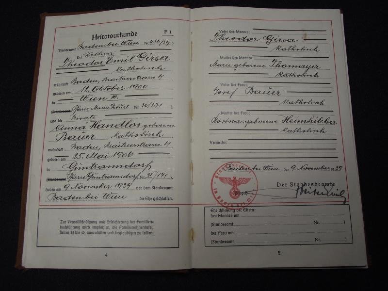 WW2 German Deutsches Einheits Familien Stammbuch. Family Tree Book, Austria, 1939. — image 4