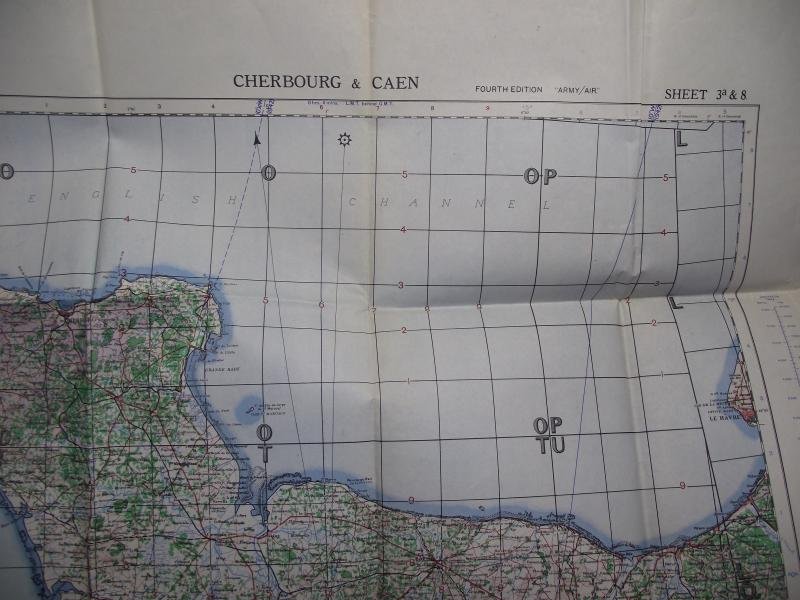 British 1943 Dated Map. Cherbourg & Caen. Normandy Invasion. — image 2