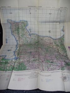 British 1943 Dated Map. Cherbourg & Caen. Normandy Invasion.