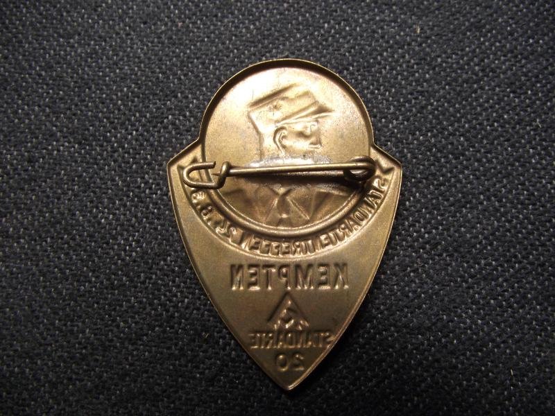SA Event Badge/Tinnie. Standartentreffen, Standarte 20, Kempten. 1934. — image 4