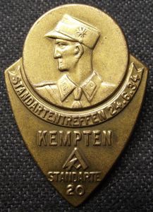 SA Event Badge/Tinnie. Standartentreffen, Standarte 20, Kempten. 1934.