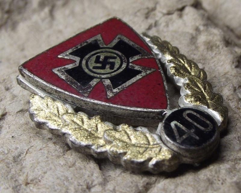 WW2 German NS-RKB Forty Year Service Membership Enamel Badge — image 2