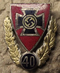 WW2 German NS-RKB Forty Year Service Membership Enamel Badge