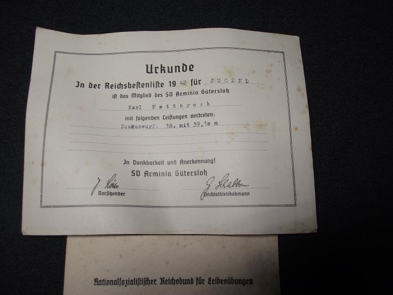 2 X Hitler Youth Sports Award Certificates. — image 3