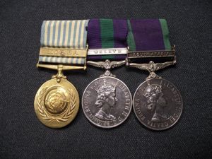 Mounted General Service Medal Pair and Korea United Nations Medal.
