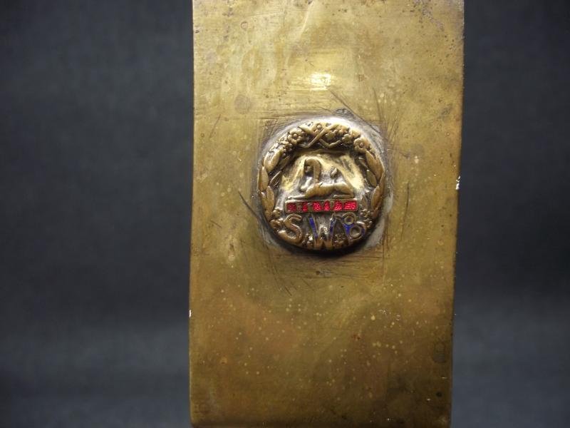 WW1 South Wales Borderers Trench Art Ashtray and Match Safe. — image 5