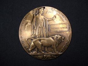 WW1 British Death Plaque. THOMAS BEVAN.