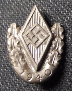1940 Dated Hitler Youth Sports Participants Badge.