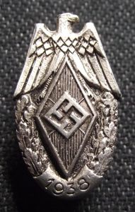 1938 Dated Hitler Youth Sports Participants Badge.
