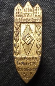Hitler Youth Event Badge/Tinnie. Aufmarsch Gebiet 13. 1934.